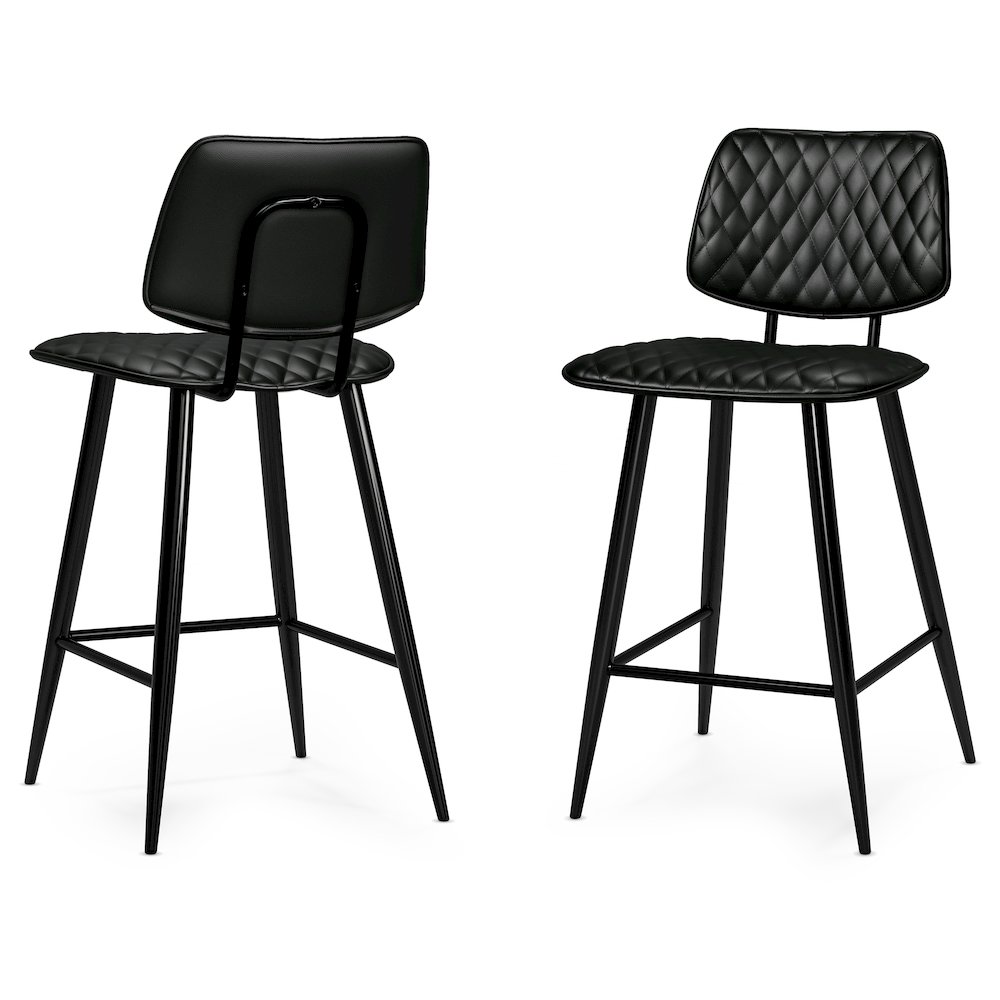 Raya Counter Height Stool (Set Of 2) In Black Vegan Faux Leather. Picture 1