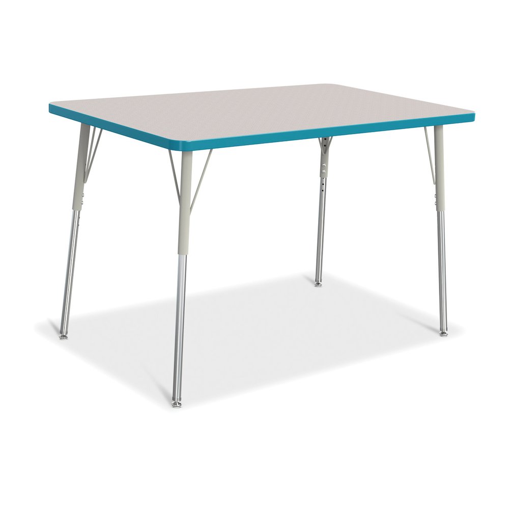 Jonti-Craft Berries Adult Height Color Edge Rectangle Table - Laminated Rectangle, Teal Top - Four Leg Base - 4 Legs - Adjustable Height - 24" to 31" Adjustment - 48" Table Top Length x 30" Table Top. Picture 1