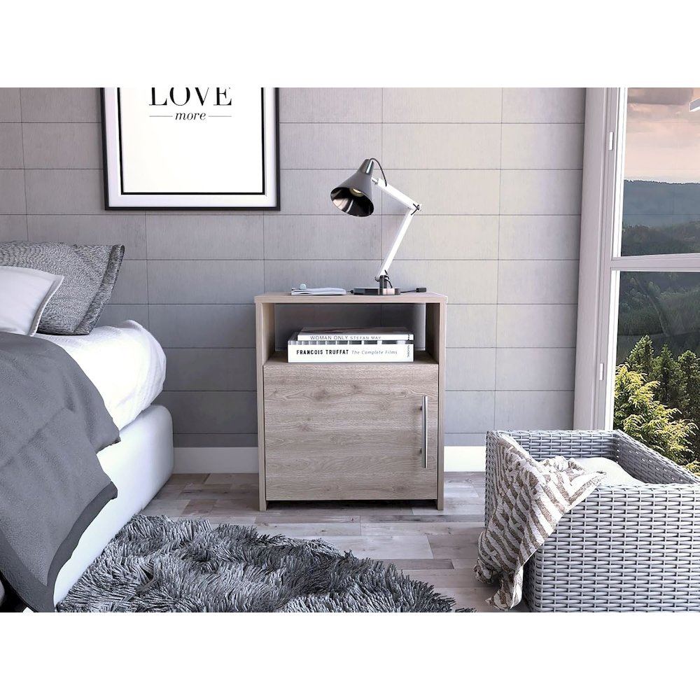 Nordico Nightstand Light Gray MDF. Picture 4