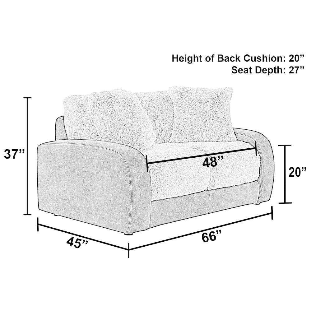 Snowball Loveseat in White Color. Picture 3