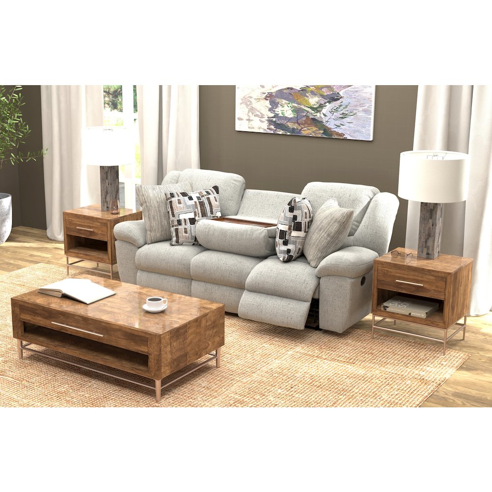 Trifecta Reclining Sofa with 3 Reclining Seats and Drop Down Table. Picture 36
