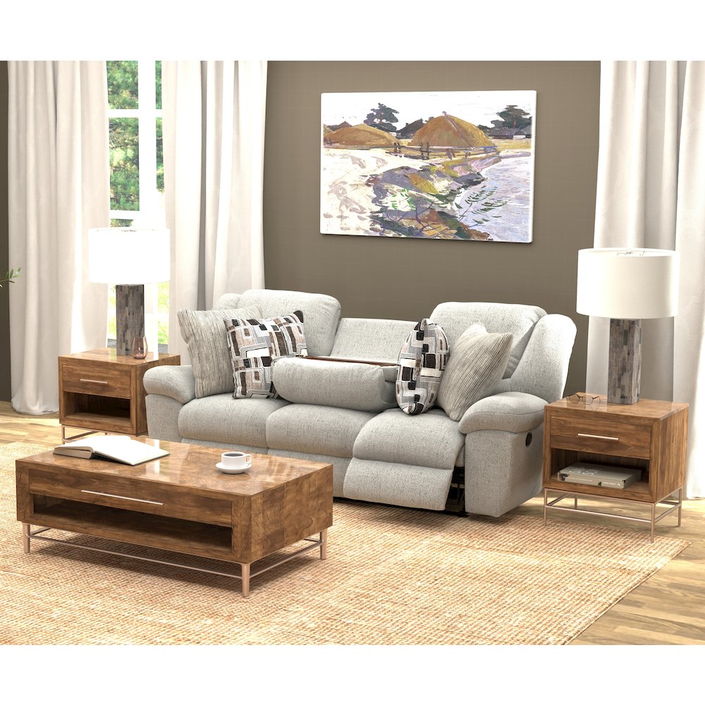 Trifecta Reclining Sofa with 3 Reclining Seats and Drop Down Table. Picture 37