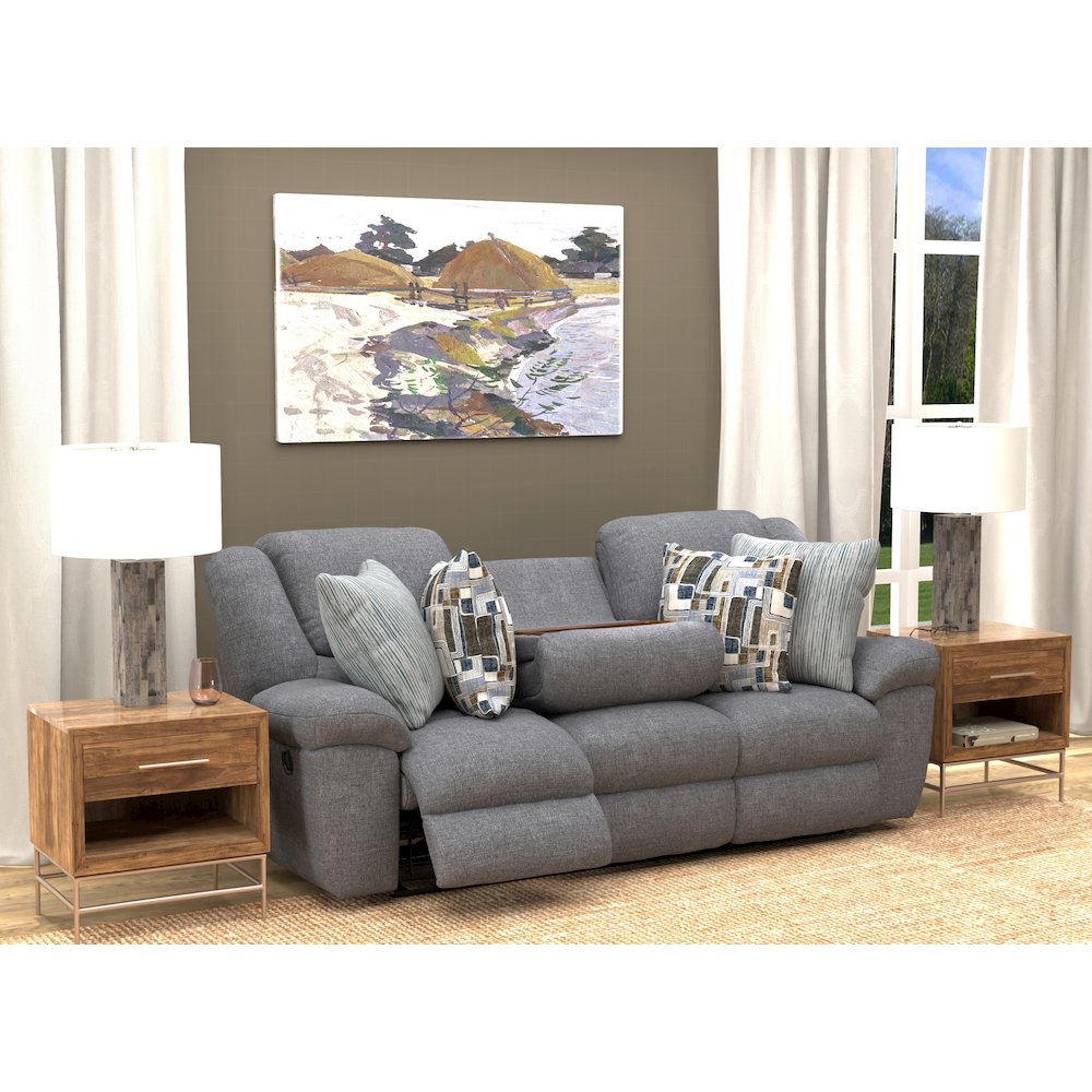 Trifecta Reclining Sofa with 3 Reclining Seats and Drop Down Table. Picture 17