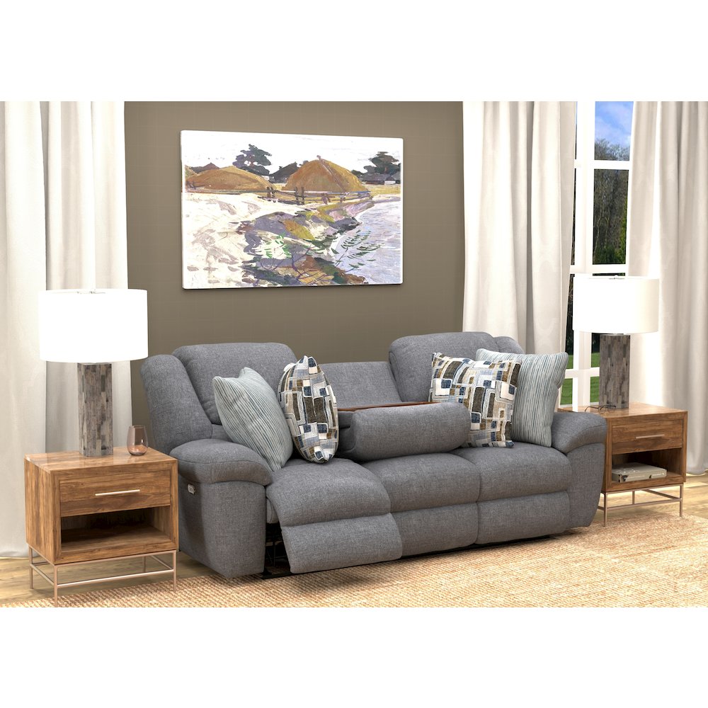 Trifecta Power Reclining Sofa with 3 Reclining Seats and Drop Down Table. Picture 24