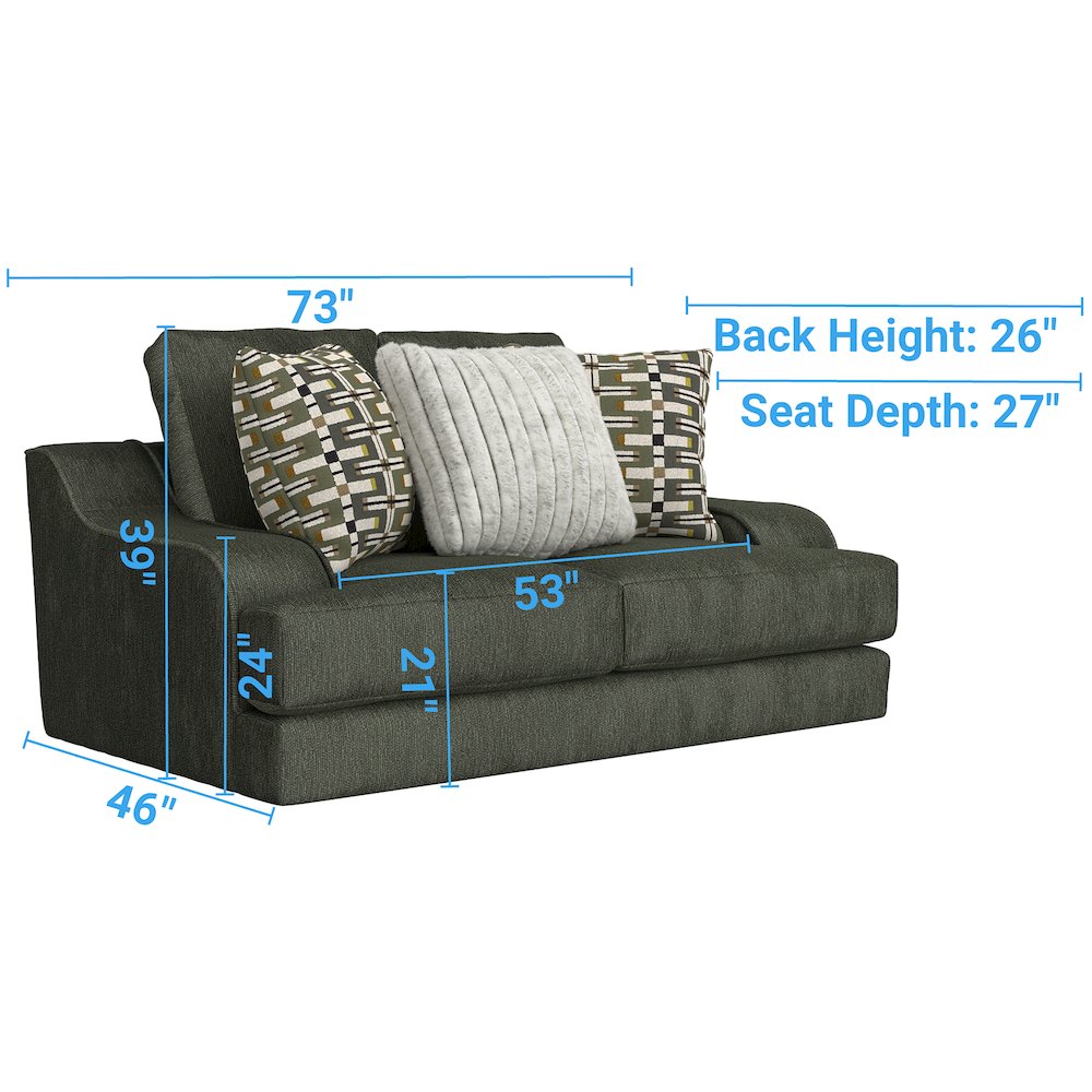 Olympus Loveseat with Cuddler Coil Cushions in Green Color. Picture 7