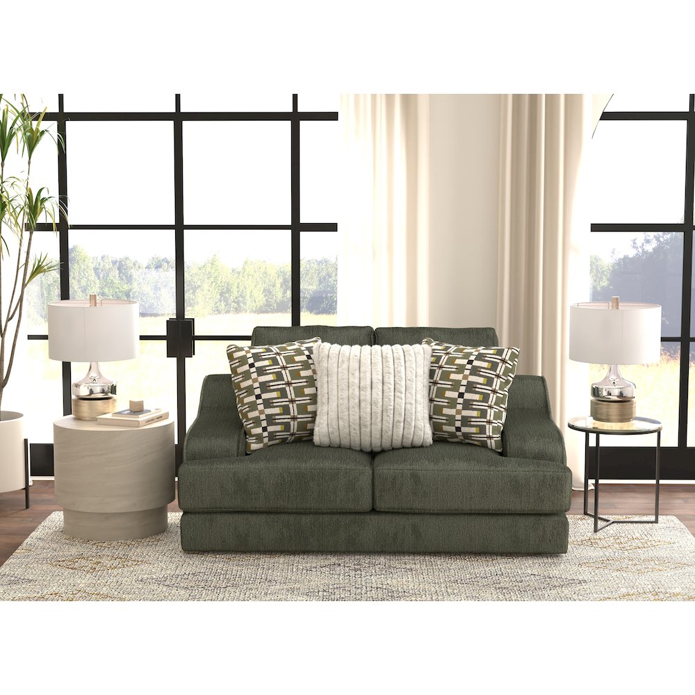 Olympus Loveseat with Cuddler Coil Cushions in Green Color. Picture 13