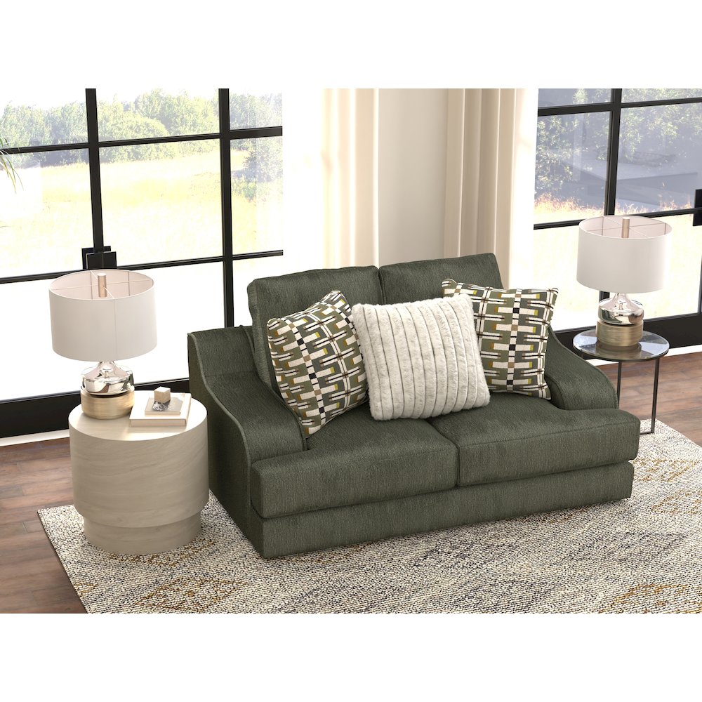 Olympus Loveseat with Cuddler Coil Cushions in Green Color. Picture 3