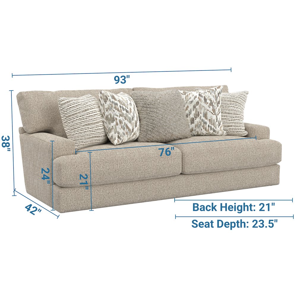 Brett 93" Sofa with Cuddler Cushions in Brown Color. Picture 4