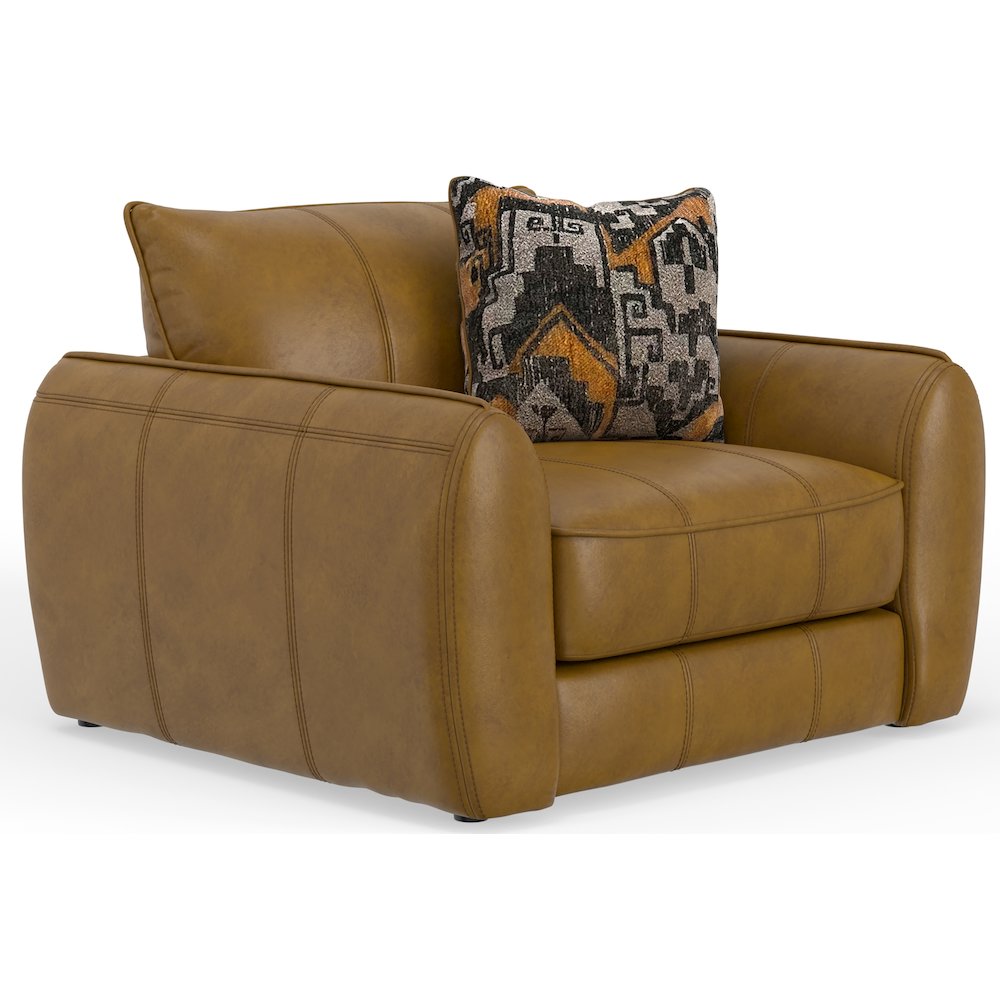 Corvara Top Grain Italian Leather Match Chair 1/2 in Brown Color. Picture 1