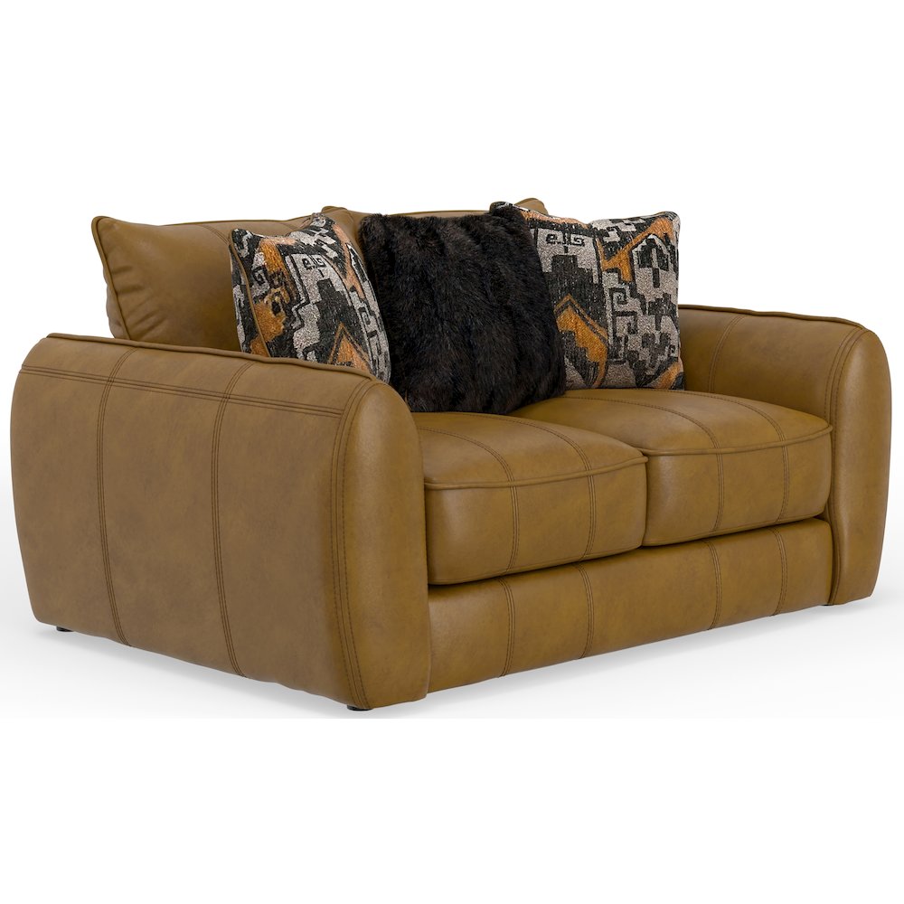 Corvara Top Grain Italian Leather Match Loveseat in Brown Color. Picture 1