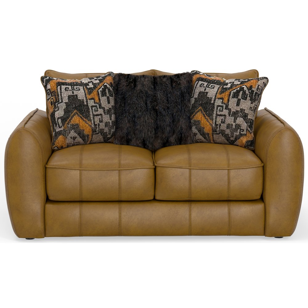 Corvara Top Grain Italian Leather Match Loveseat in Brown Color. Picture 4