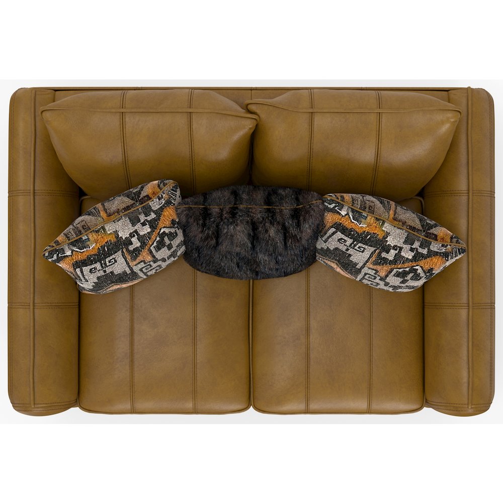 Corvara Top Grain Italian Leather Match Loveseat in Brown Color. Picture 6