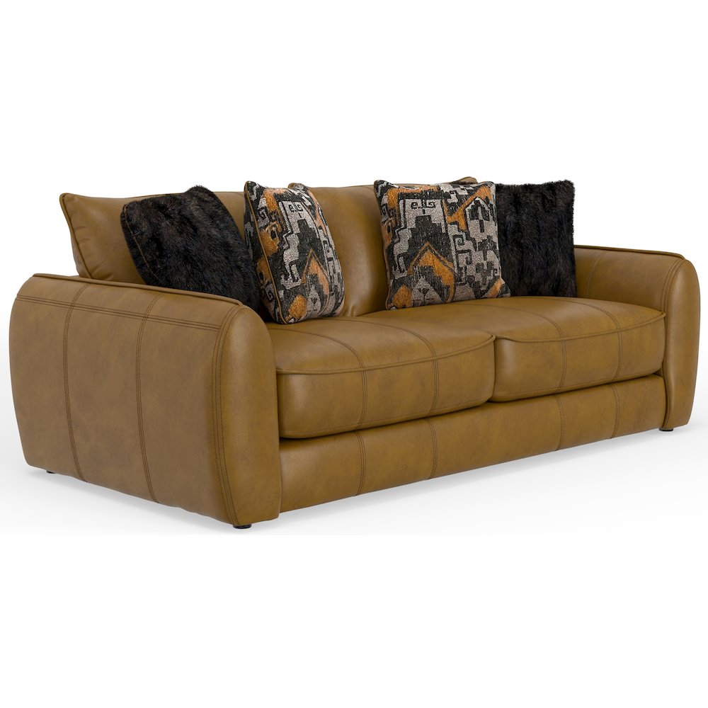 Corvara Top Grain Italian Leather Match Sofa in Brown Color. Picture 1
