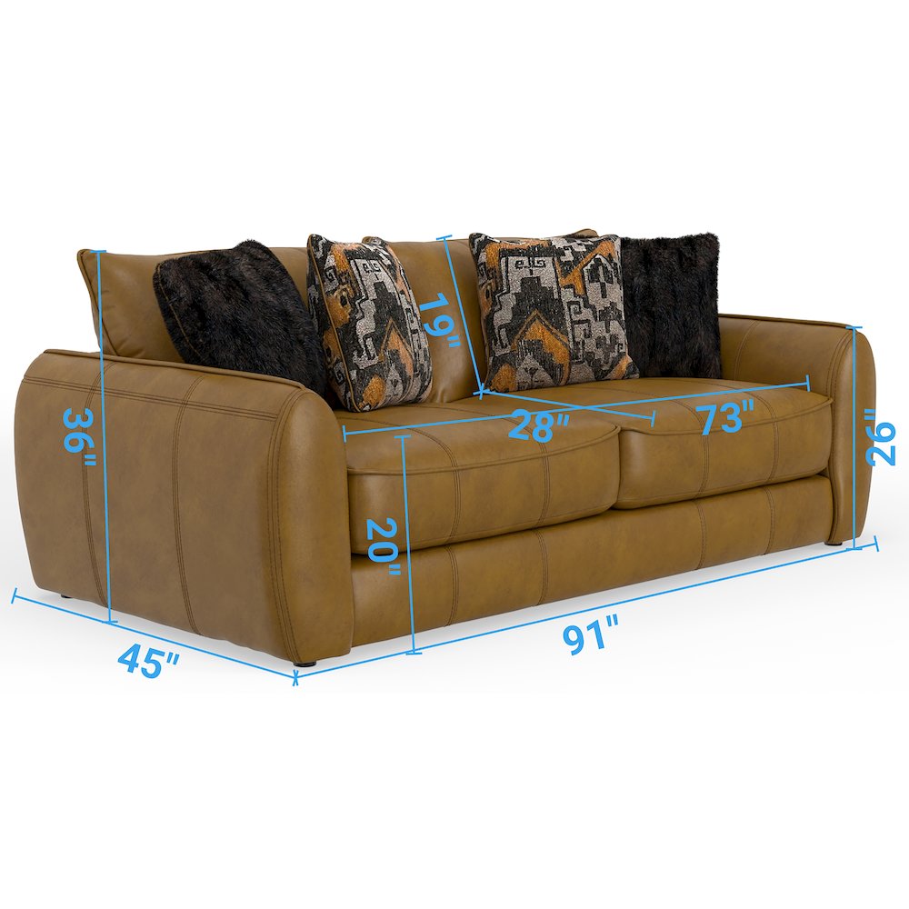 Corvara Top Grain Italian Leather Match Sofa in Brown Color. Picture 3