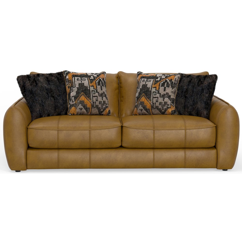 Corvara Top Grain Italian Leather Match Sofa in Brown Color. Picture 4
