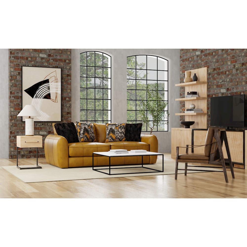 Corvara Top Grain Italian Leather Match Sofa in Brown Color. Picture 5