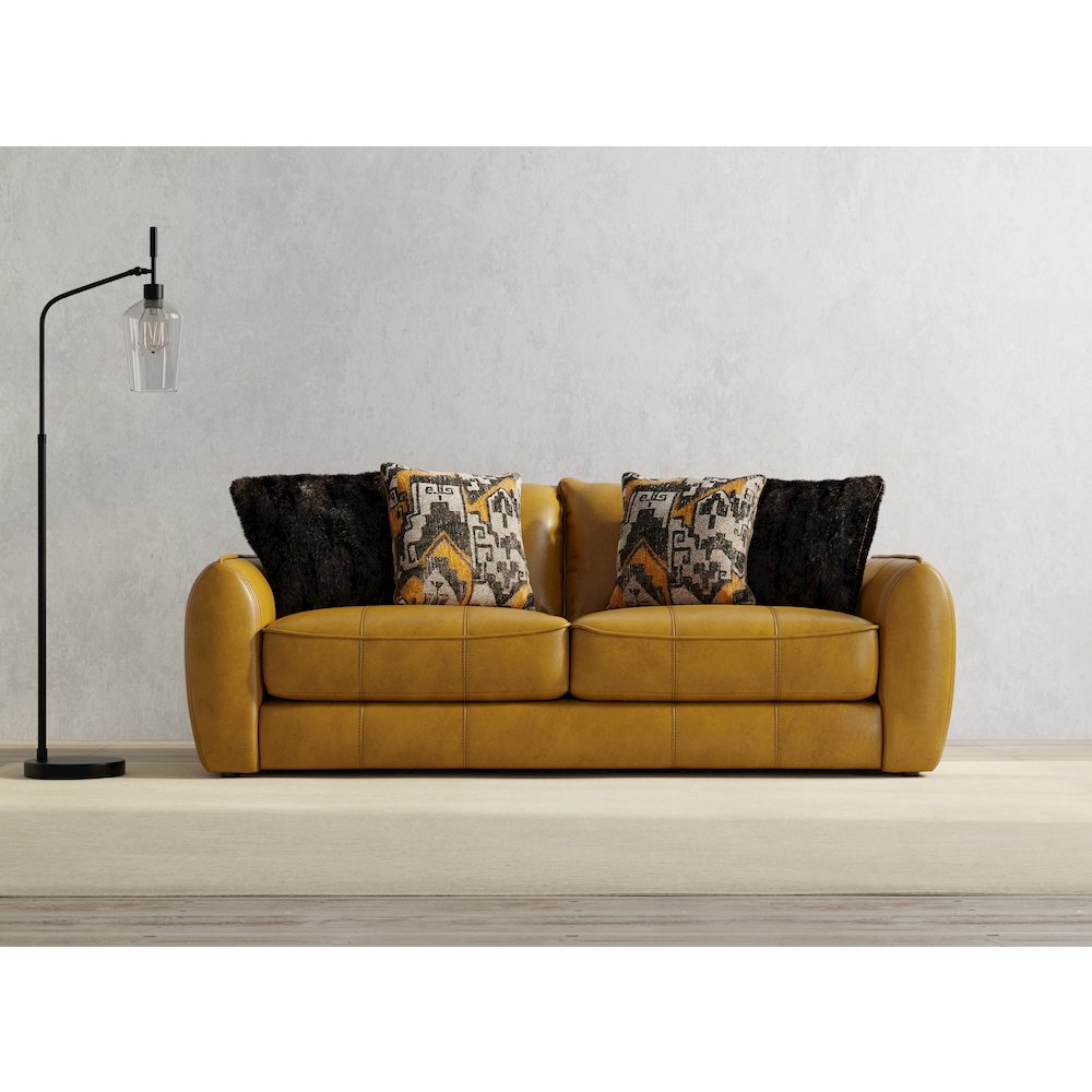 Corvara Top Grain Italian Leather Match Sofa in Brown Color. Picture 6