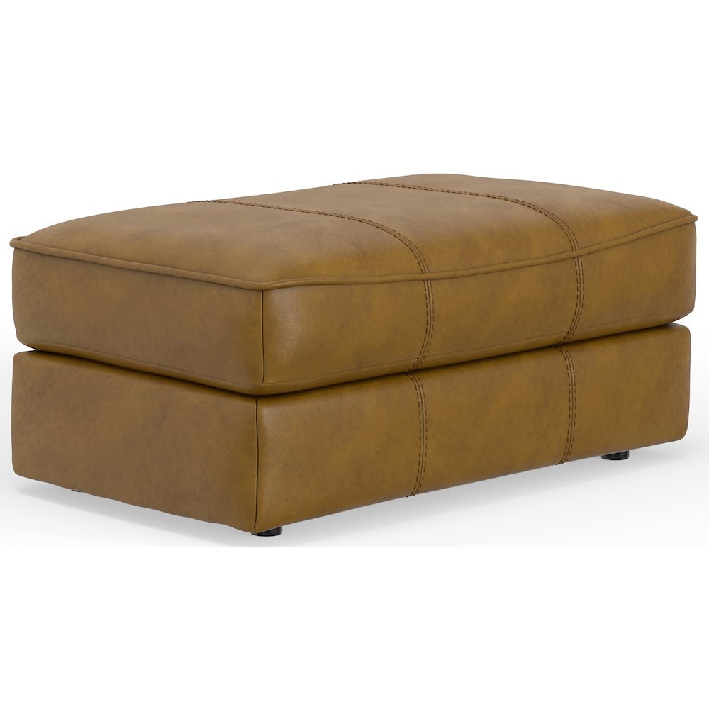 Corvara Top Grain Italian Leather Match Ottoman in Brown Color. Picture 1