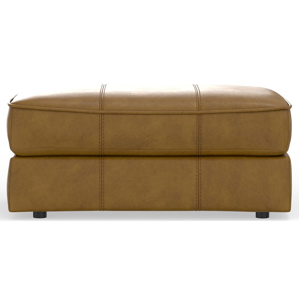 Corvara Top Grain Italian Leather Match Ottoman in Brown Color. Picture 2