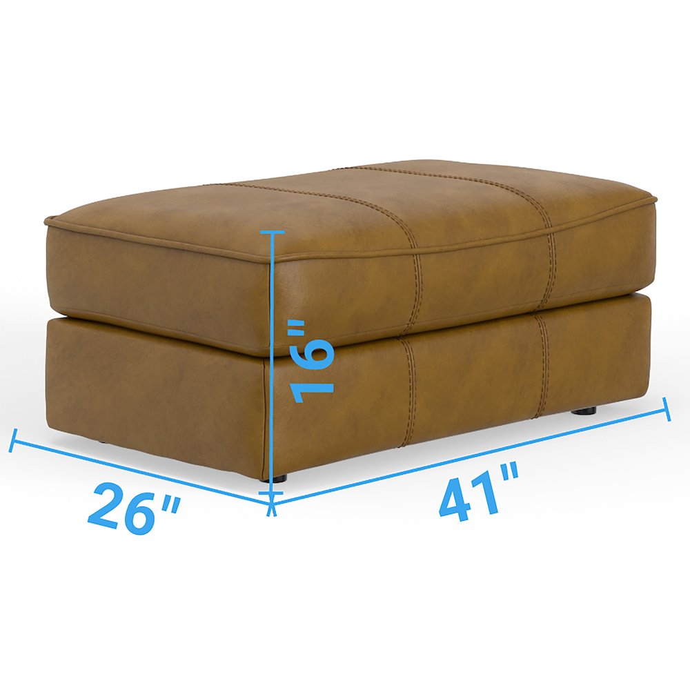 Corvara Top Grain Italian Leather Match Ottoman in Brown Color. Picture 3