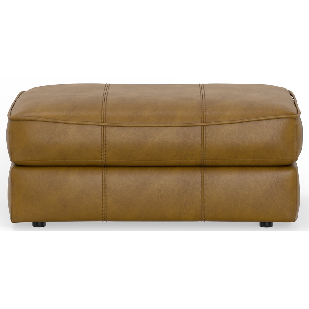 Corvara Top Grain Italian Leather Match Ottoman in Brown Color. Picture 4