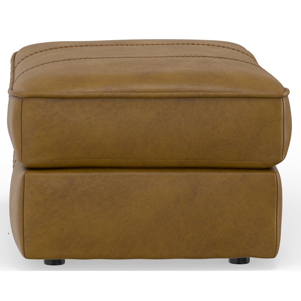 Corvara Top Grain Italian Leather Match Ottoman in Brown Color. Picture 5