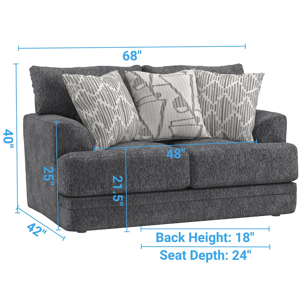 Tyson Loveseat with Cuddler Cushions in Grey Color. Picture 4