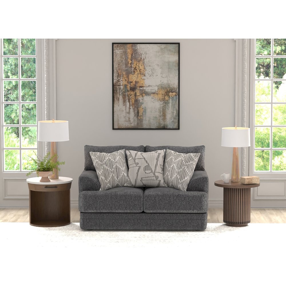 Tyson Loveseat with Cuddler Cushions in Grey Color. Picture 7