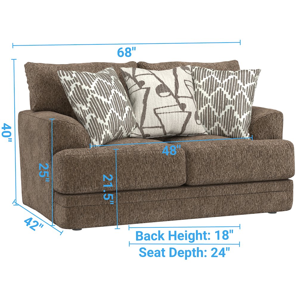 Tyson Loveseat with Cuddler Cushions in Brown Color. Picture 5