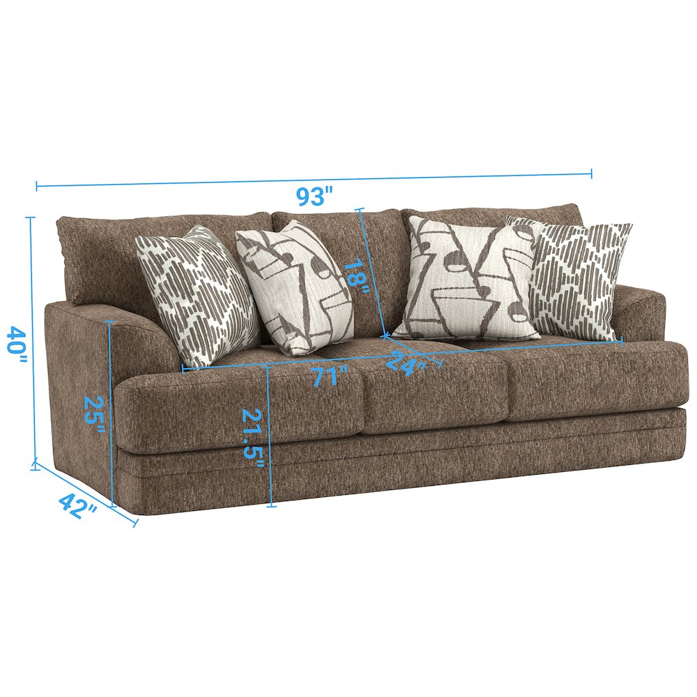 Tyson 93" Sofa with Cuddler Cushions in Brown Color. Picture 4