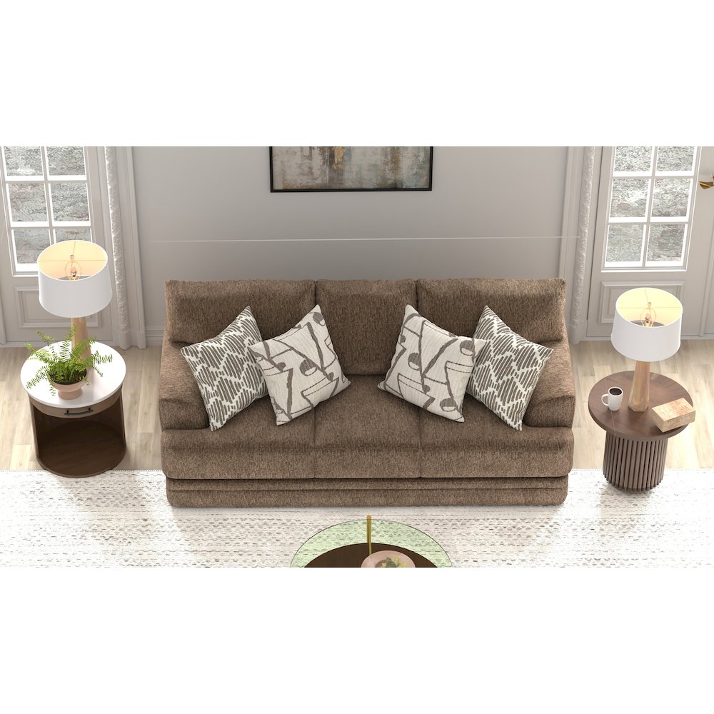 Tyson 93" Sofa with Cuddler Cushions in Brown Color. Picture 8