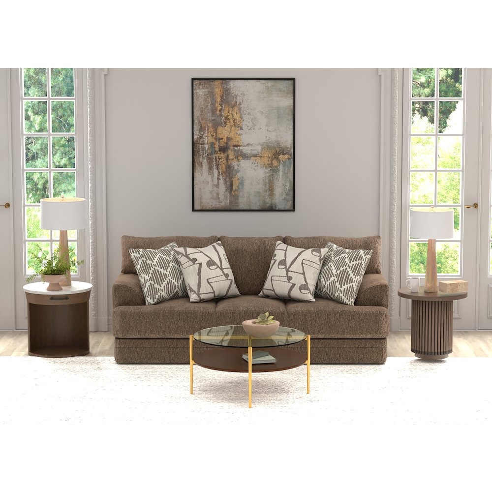 Tyson 93" Sofa with Cuddler Cushions in Brown Color. Picture 9