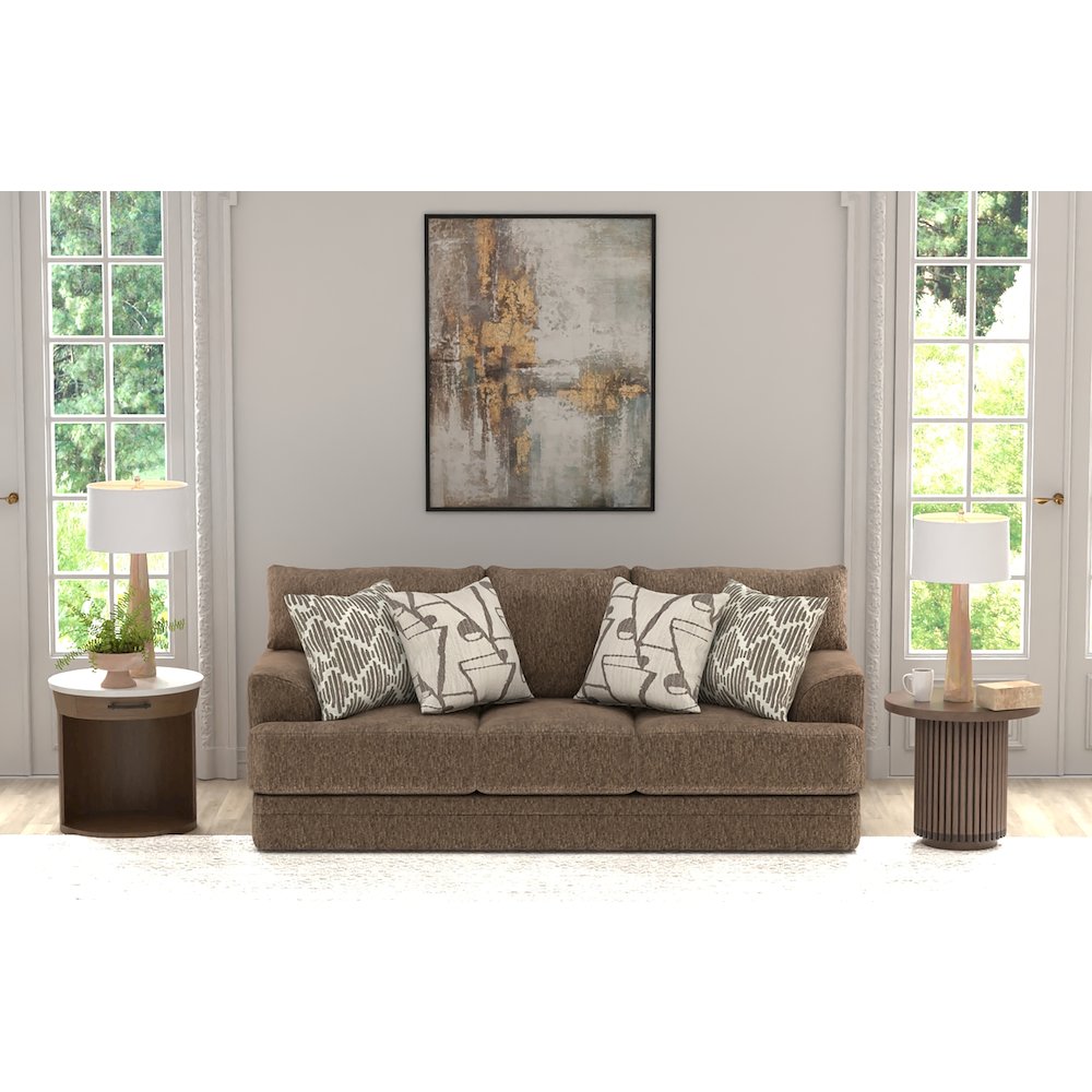 Tyson 93" Sofa with Cuddler Cushions in Brown Color. Picture 10