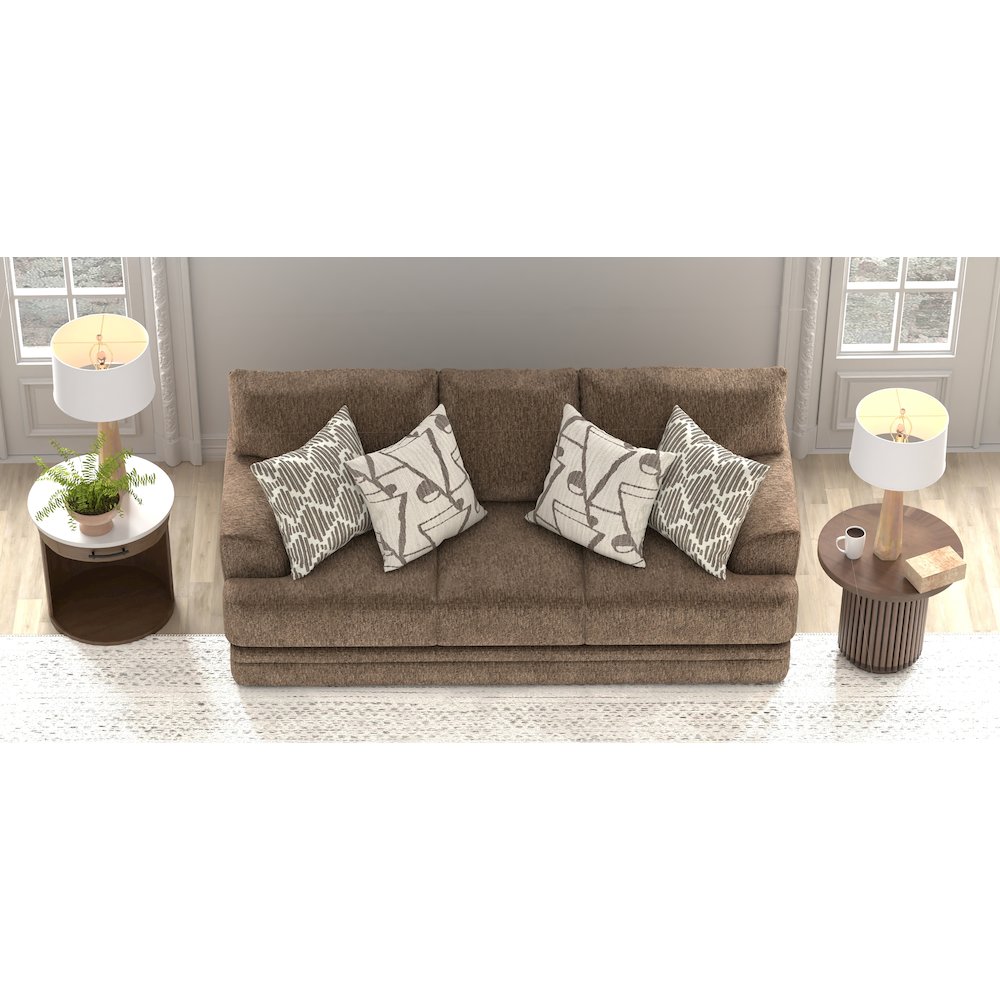 Tyson 93" Sofa with Cuddler Cushions in Brown Color. Picture 11