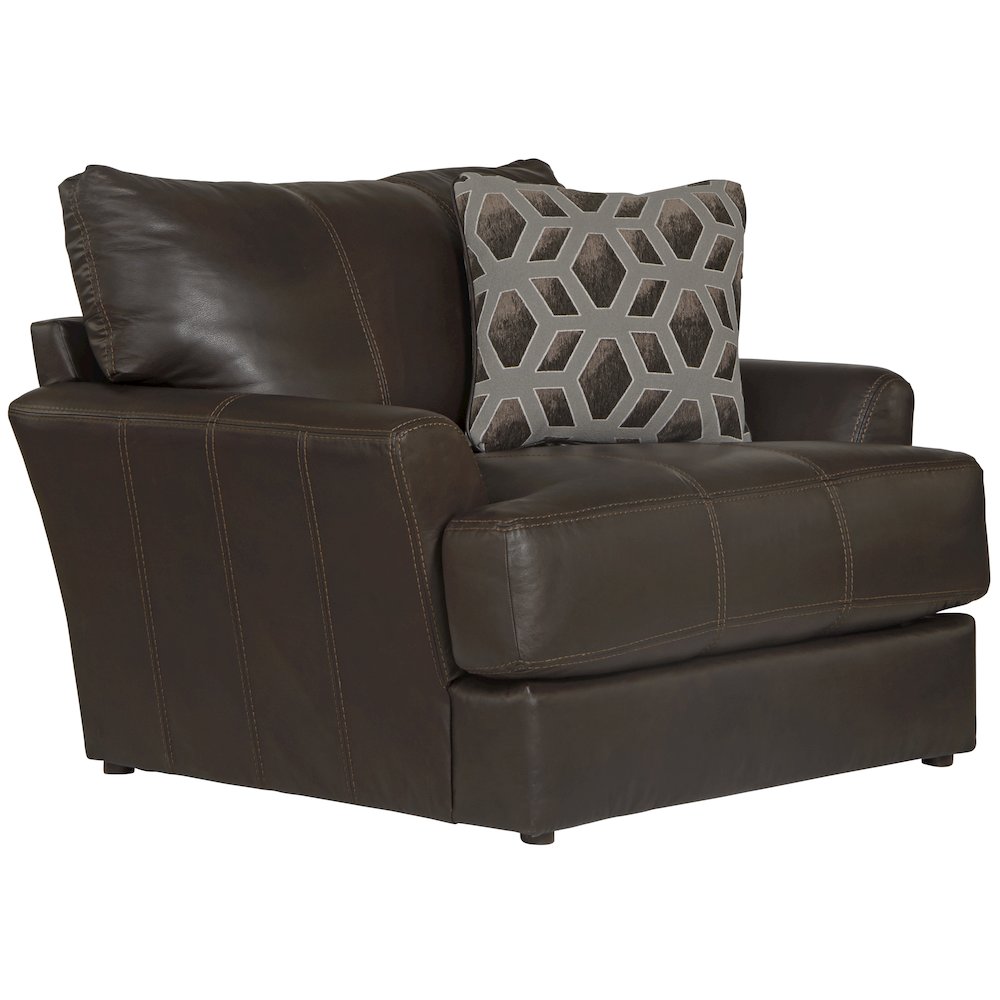 Italian Top Grain Leather Match Chair with Cuddler Seat Cushion in Brown Color. Picture 1