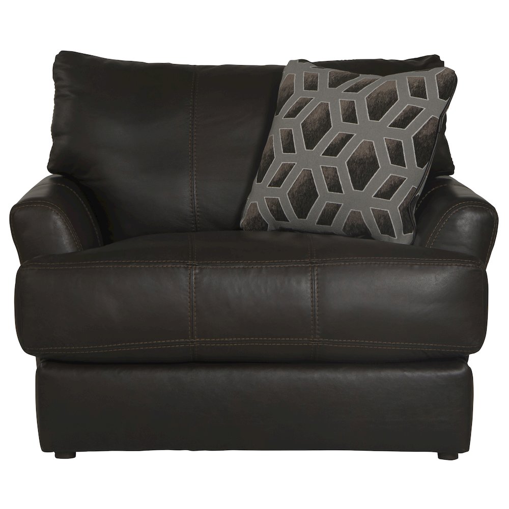 Italian Top Grain Leather Match Chair with Cuddler Seat Cushion in Brown Color. Picture 3
