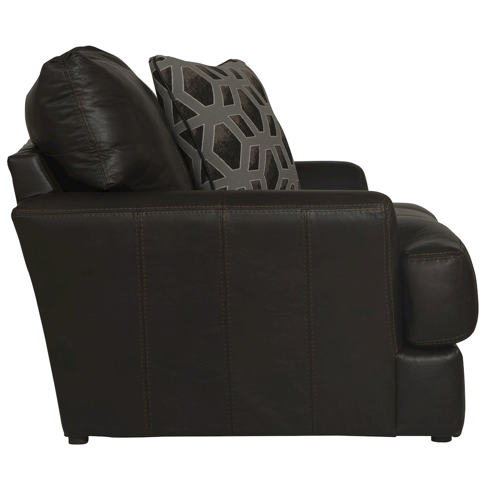 Italian Top Grain Leather Match Chair with Cuddler Seat Cushion in Brown Color. Picture 4