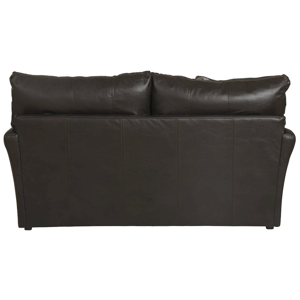 Top Grain Italian Leather Match Loveseat with Cuddler Cushions in Brown Color. Picture 2