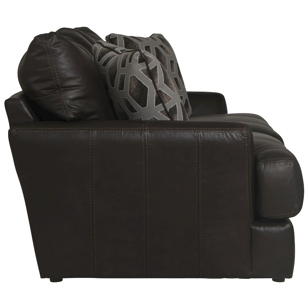 Prato Top Grain Italian Leather Match Sofa with Cuddler Cushions in Brown Color. Picture 4
