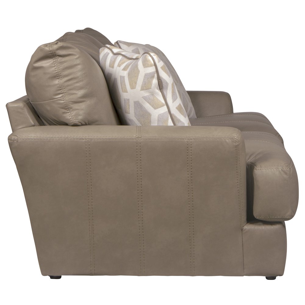 Prato Top Grain Italian Leather Match Sofa with Cuddler Cushions in Beige Color. Picture 4