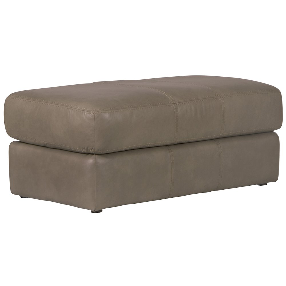 Prato Italian Top Grain Leather Match Ottoman in Beige Color. Picture 1