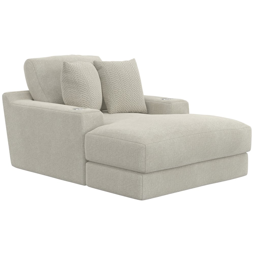 Cozy Chaise with USB Charging Ports in Beige Color. Picture 1