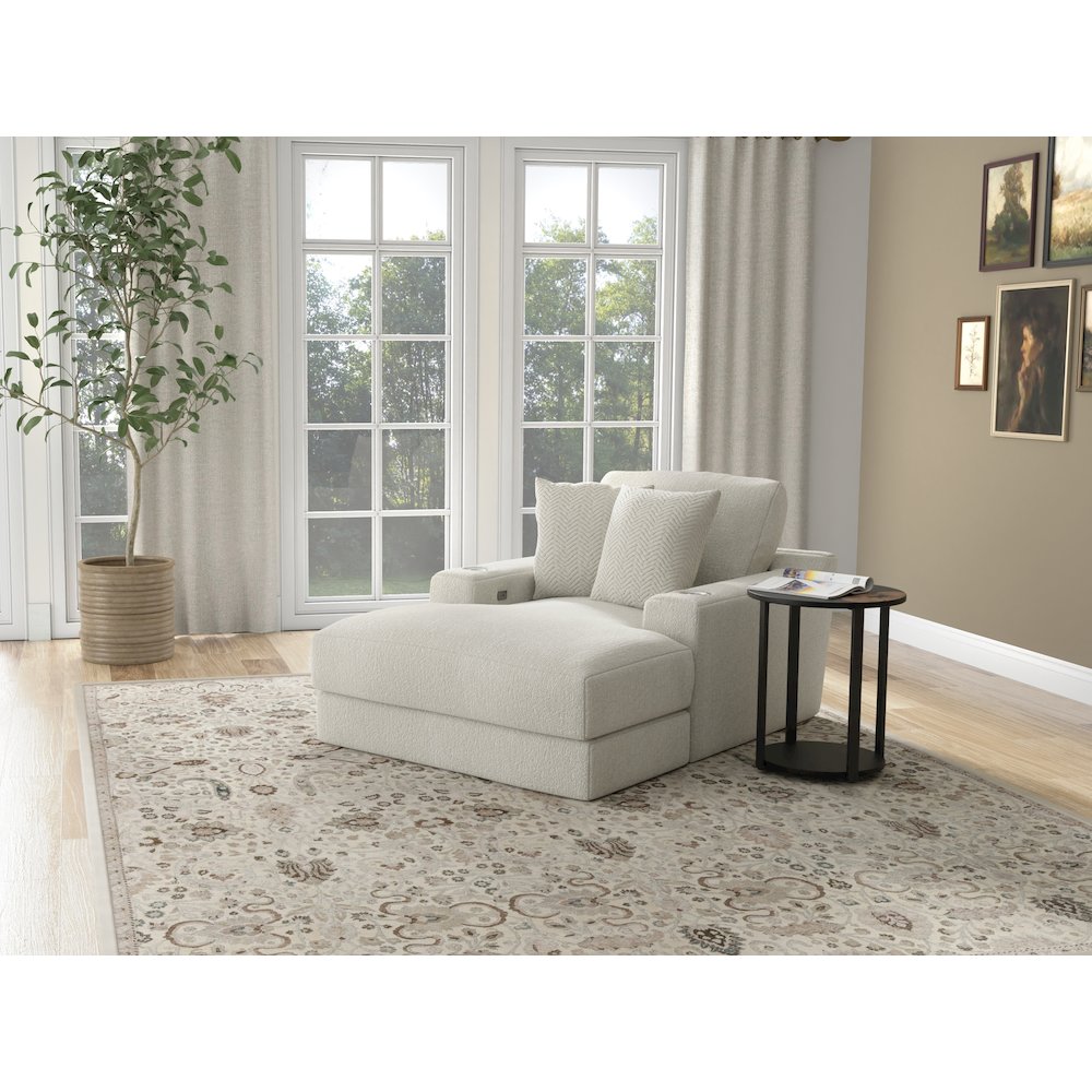 Cozy Chaise with USB Charging Ports in Beige Color. Picture 5