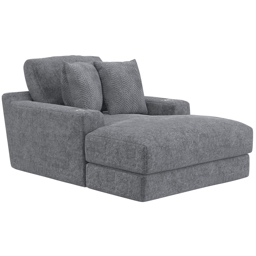 Cozy Chaise with USB Charging Ports in Grey Color. Picture 1