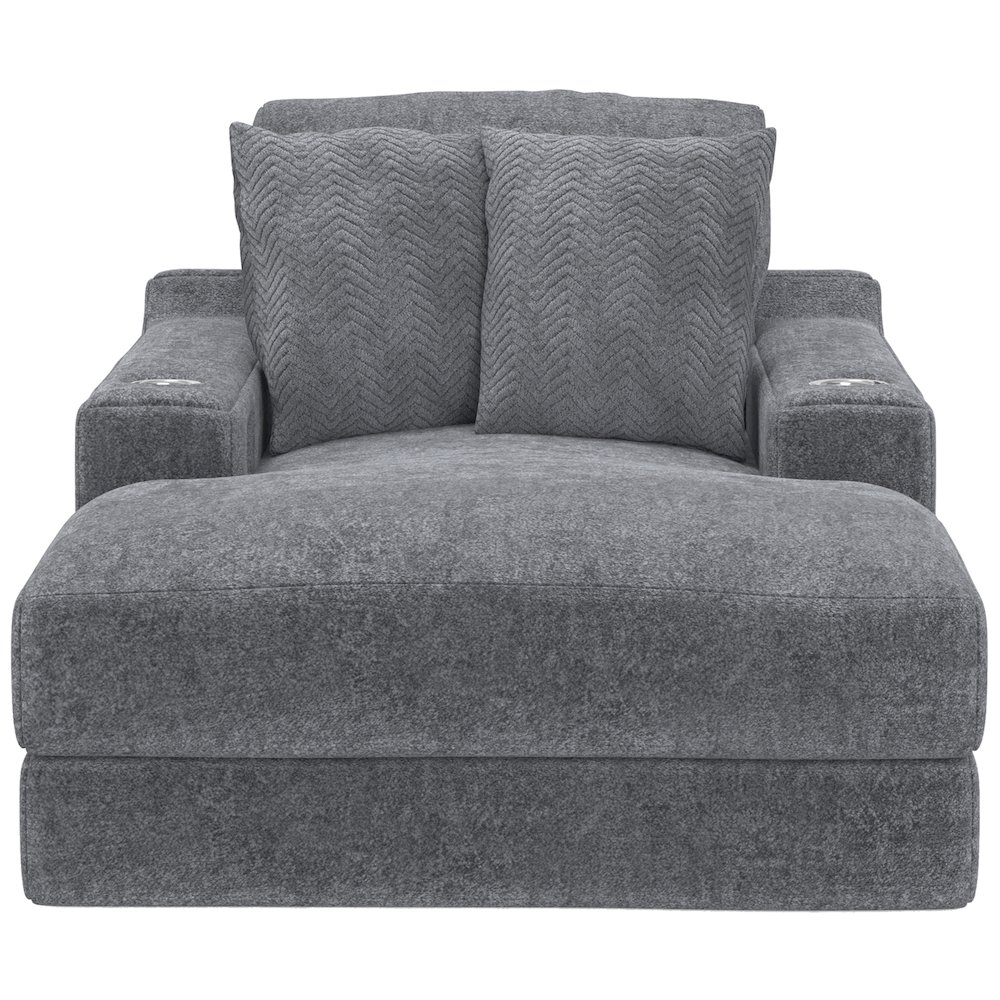 Cozy Chaise with USB Charging Ports in Grey Color. Picture 4
