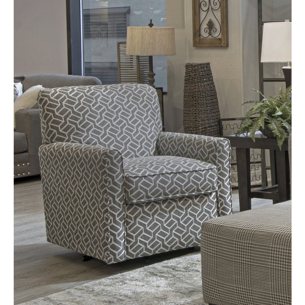 Cutler Swivel Accent Chair in Grey Color. Picture 5
