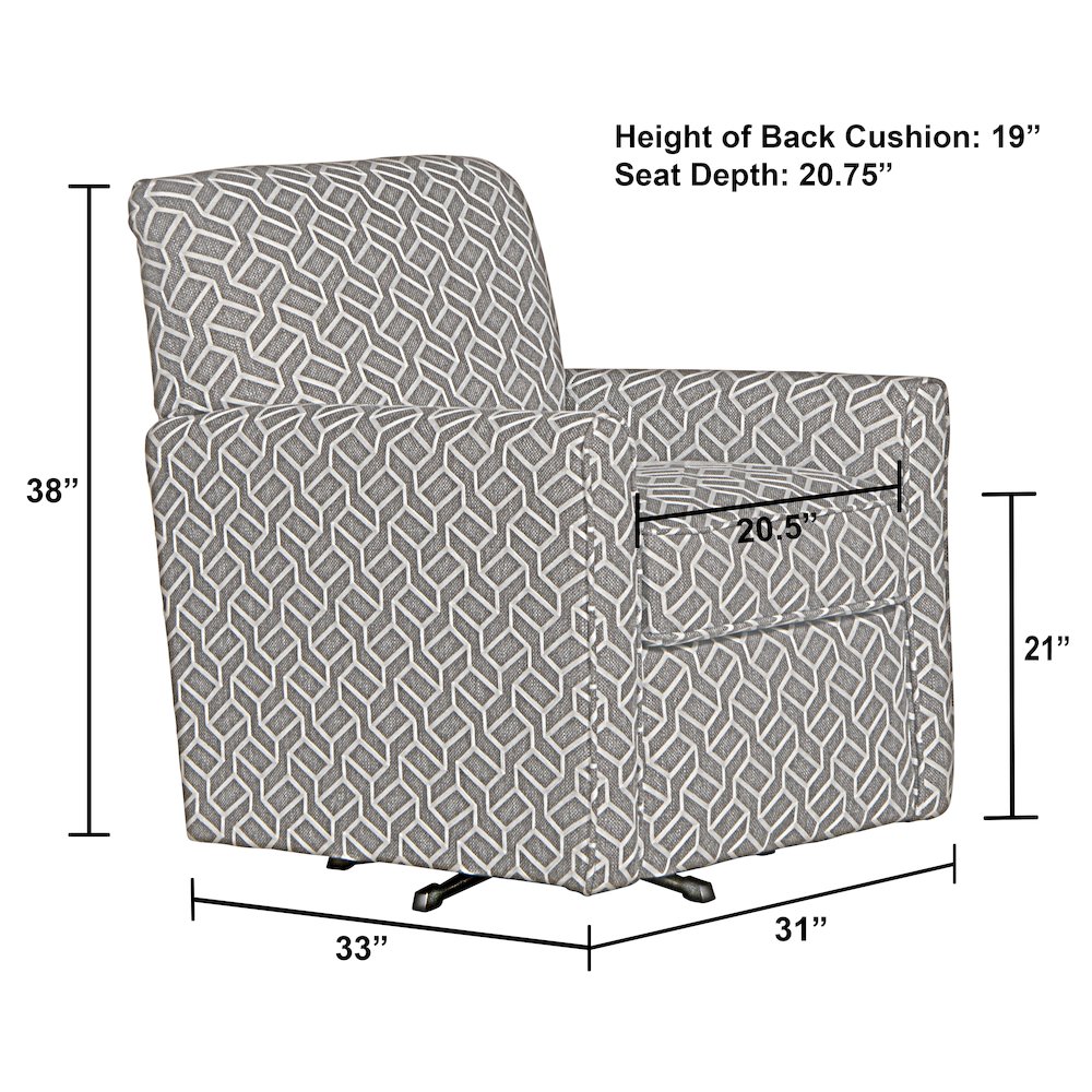 Cutler Swivel Accent Chair in Grey Color. Picture 6