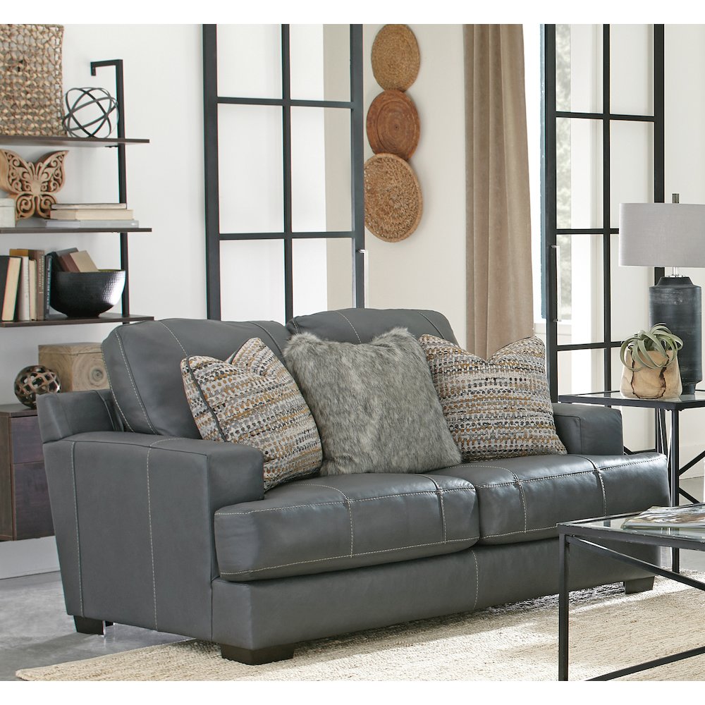 Marco Top Grain Italian Leather Match Loveseat. Picture 4
