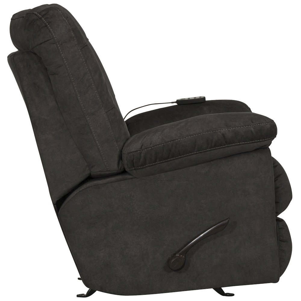 Manfred Rocker Recliner w/Heat & Massage in Ebony color. Picture 5
