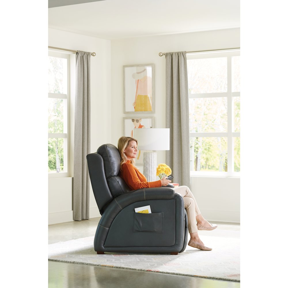 Reliever Leather Power Recliner with Power Adjustable Headrest. Picture 11